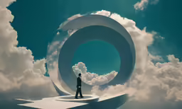 a man standing in front of a circular structure,