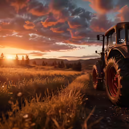 an image of a tractor driving on the side of a road