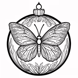 a black and white image of a butterfly on the top of an ornament