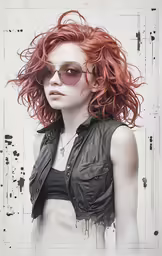 a woman in a leather jacket and a pair of glasses