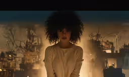 the woman has a large afro on her head