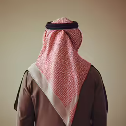 a person wearing a hijab standing in the studio