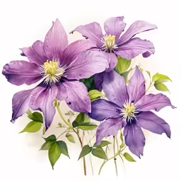 a bouquet of purple flowers on a white background