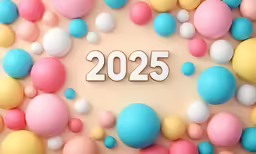 colorful balloons, confetti and a wooden word that says 205