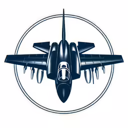 an airplane flying over a circle in blue