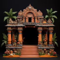 a miniature model of a building on display