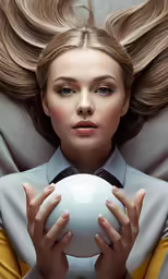 a young woman laying in bed holding a ball