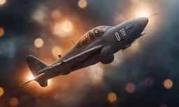 a jet is flying through the air in a cloudy sky
