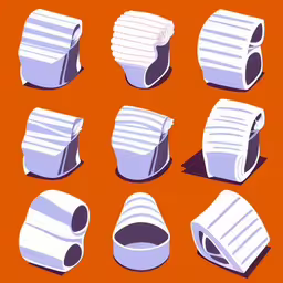 several images of paper roll cut and stacked