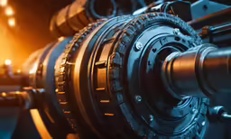 a closeup of the shaft and gears on a machine