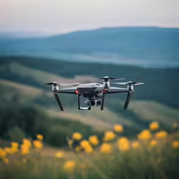 a large white remote controlled air vehicle in a field