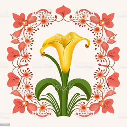 a flower with many flowers and leaves surrounding it
