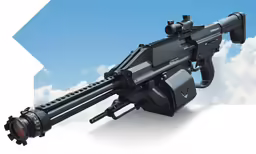 a futuristic gun with its rifle mounted to the side