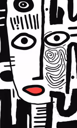 a black and white drawing of a face
