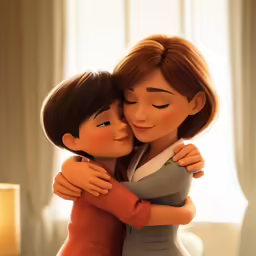 a couple of cartoon style people hugging