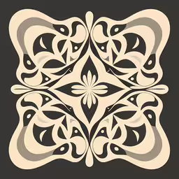 the intricate design of an ornamental, stylized pattern is shown
