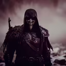 a man dressed up in black with black paint on his face