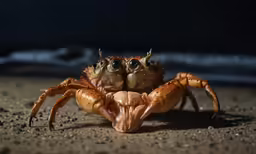 two blue crabs with large legs that look like their faces are covering each other