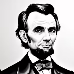 a black and white drawing of abraham lincoln