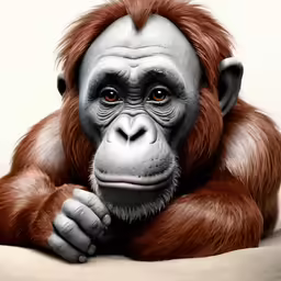 the very big monkey is holding on to his pillow