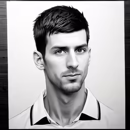 a man with a black and white photo of himself