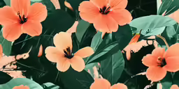 many orange flowers with green leaves on the ground