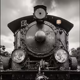 a train engine that has the face of mickey mouse on it