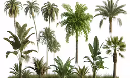 multiple different tropical trees and shrubs in motion