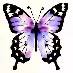 purple and black butterfly on white paper with blue eyes