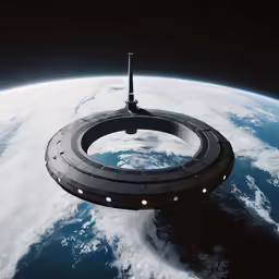 a space station on the edge of earth