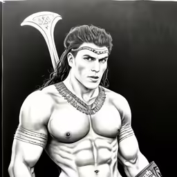the comic style drawing of a man with a sword