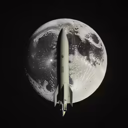 an airplane is flying over the full moon