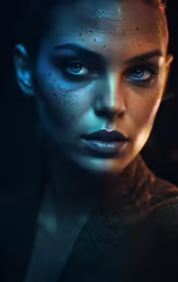 a beautiful young woman with white skin and black makeup