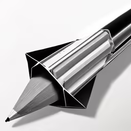 black and white image of an angled object