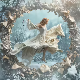 a digital painting of a woman wearing a white dress