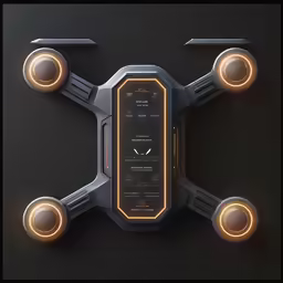 a futuristic spaceship like object is seen from above