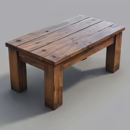 a wooden bench sitting on top of a white floor