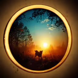 there is a dog that is standing in the sun