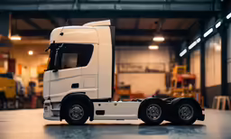 the white truck has two wheels on it
