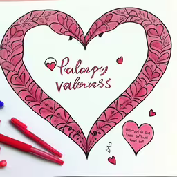 a drawing that is on top of a sheet of paper,valentine