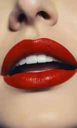 a close up view of a red lip