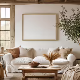 a couch and coffee table in a room