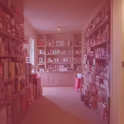 many shelves filled with goods in a room