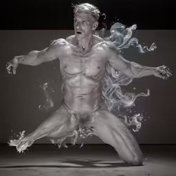 a male dancer is photographed in black and white