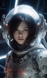 an asian woman in a space suit