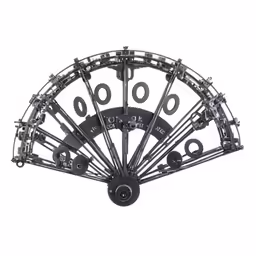 a metal clock with eight different gears