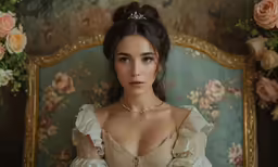an attractive lady wearing a tiara standing in a room