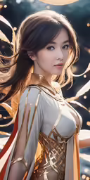 asian model with long hair in costume