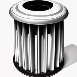 a white trash can sitting on top of a black stand