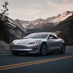 a very modern car on a narrow road